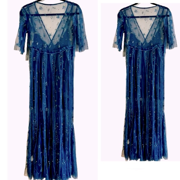 SOLD!! NWT Free People Sascha Sequin Maxi Dress with Original Included Slip (4) - Picture 6 of 12
